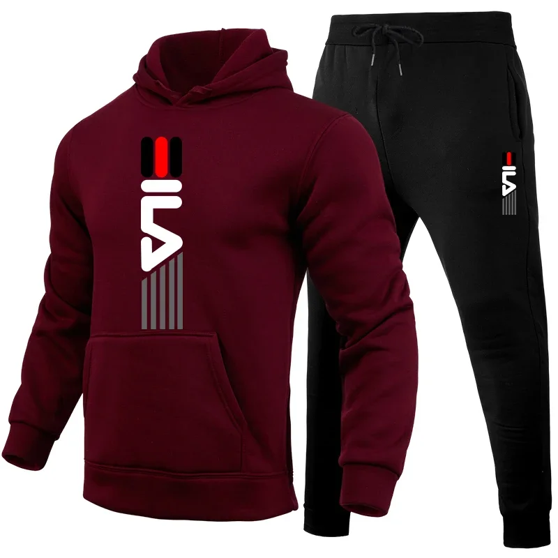 

Новый мужской повседневный комплект спортивной одежды для бега на осень и зиму, комплект из двух предметов мужской спортивной одежды и спортивных штанов 2025 г.