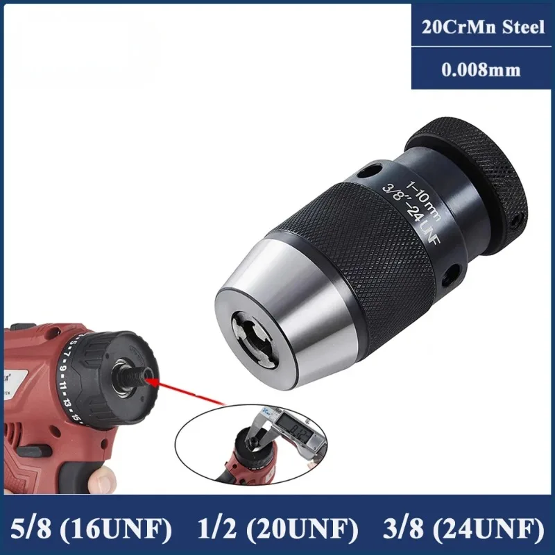 

16UNF 20UNF 24UNF Thread Dril Chuck Collet Chuck 3/8-24UNF 1-16 5/8-16UNF Keyless Self-tightening Chuck for Drilling Machine