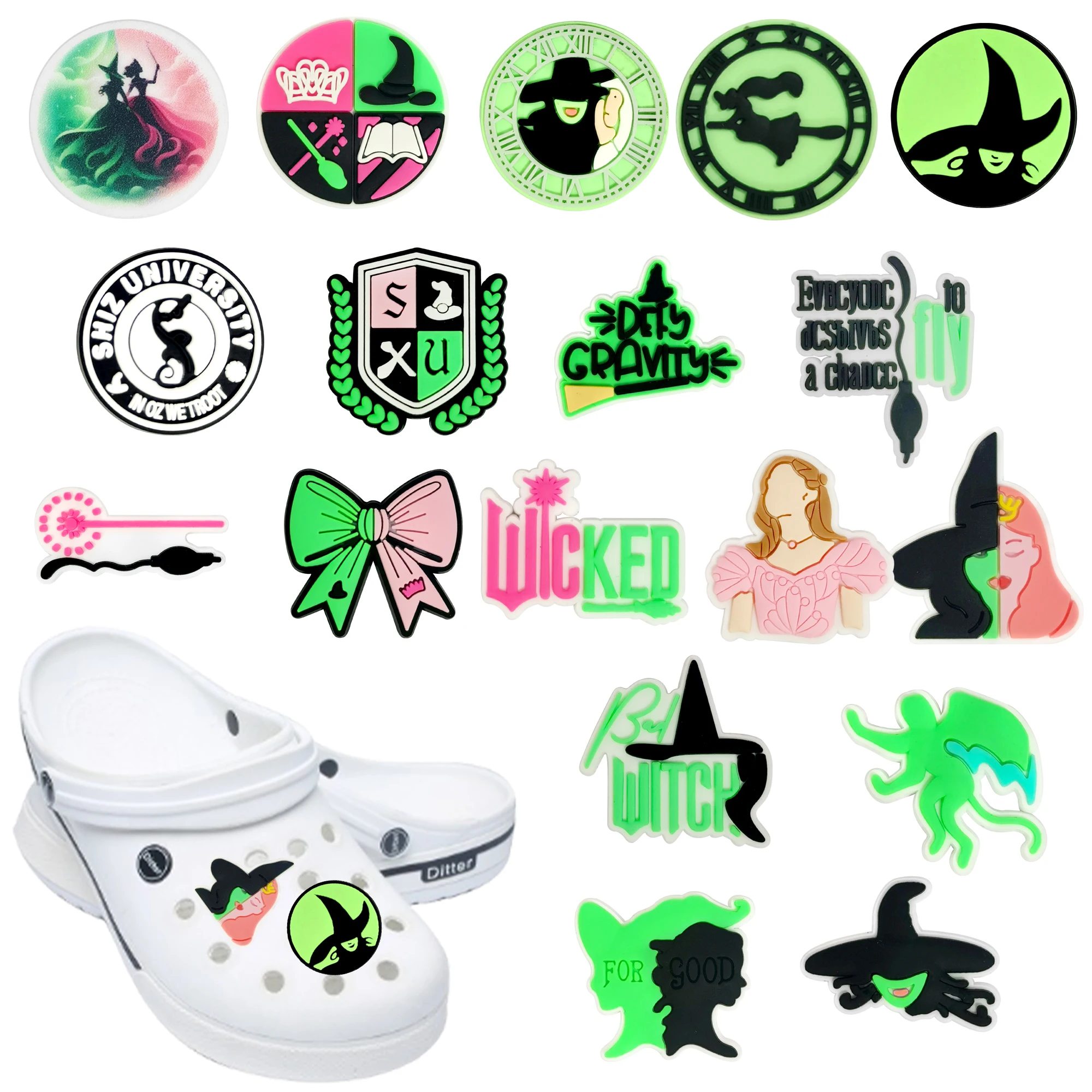 

1pcs Magic Bad Witch Cartoon Series PVC shoe Charms Accessories DIY Fit Clogs PVC Shoe Decorations Buckle Kids Gifts