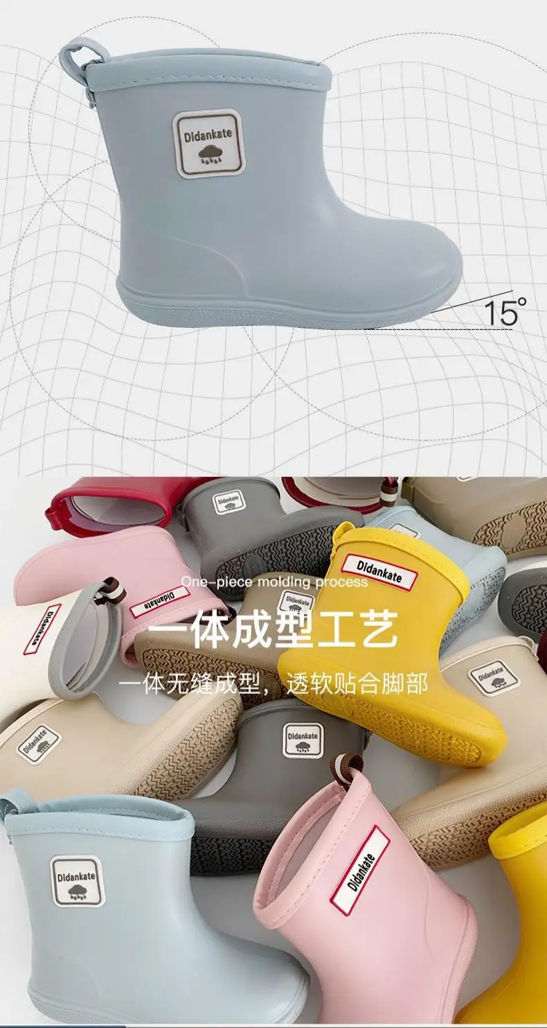 Baby-Kinder-Regenstiefel aus Gummi, knöchelhoch, rutschfest, wasserdicht, für Jungen und Mädchen, knöchelschützend, für den Außenbereich, Freizeit-Wasserschuhe – Detail 4