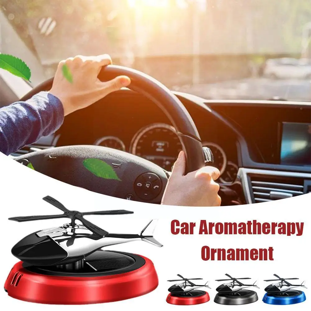 Car Air Freshener Solar Helicopter Modeling Decoration Aromatherapy Car Accessories Propeller Rotating Diffuser Int W2c4