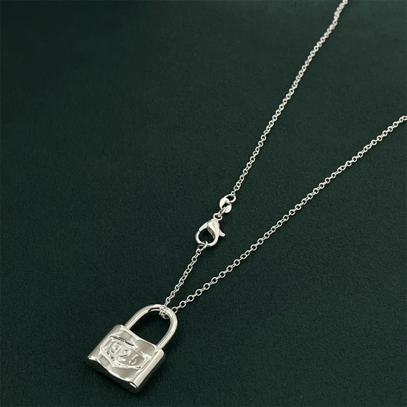 

925 Sterling Silver Romantic Lock Lovely Necklace for Women Fashion Wedding Party Couple Gift High Quality Jewelry