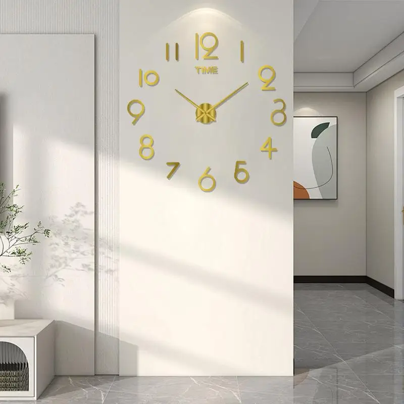 2026 New 3D DIY Large Wall Clock Acrylic Mirror Surface Silent Quartz Clock for Home Living Room Wall Decor view 5