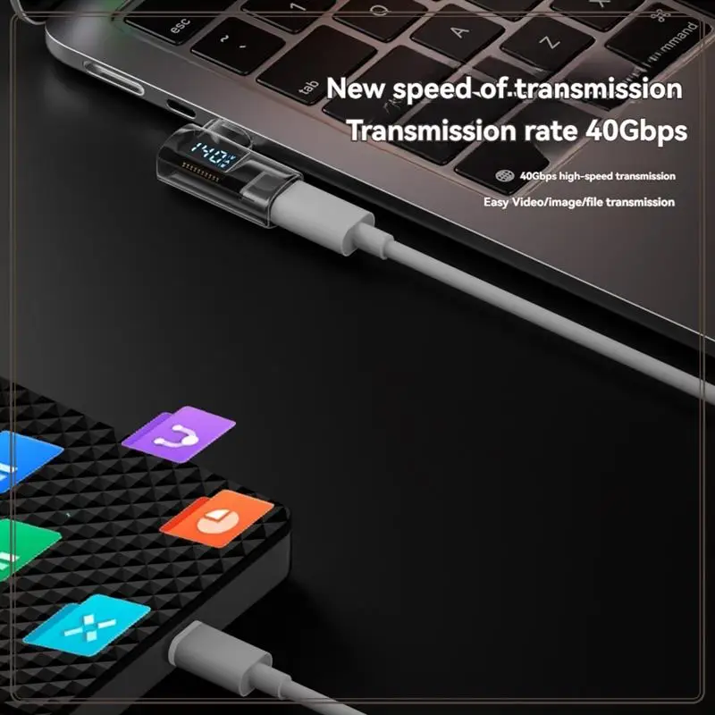 Надежный адаптер USB C-90 градусов, прямоугольный адаптер U-образной формы типа C, передача данных 40 Гбит/с, преобразователь PD 140 Вт USB4.0 8K 60 Гц, 90 градусов