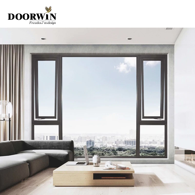 Doorwin Aluminum Alloy Frame Top Hung Casement Triple Glazed Balcony Window Chain Winder Aluminium Awning Windows