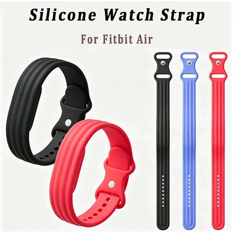 Fitness-Übungs-Silikon-Uhrenarmband für Google Fitbit Air, Gummiarmband, einfarbig, verstellbares Handgelenkband, Zubehör