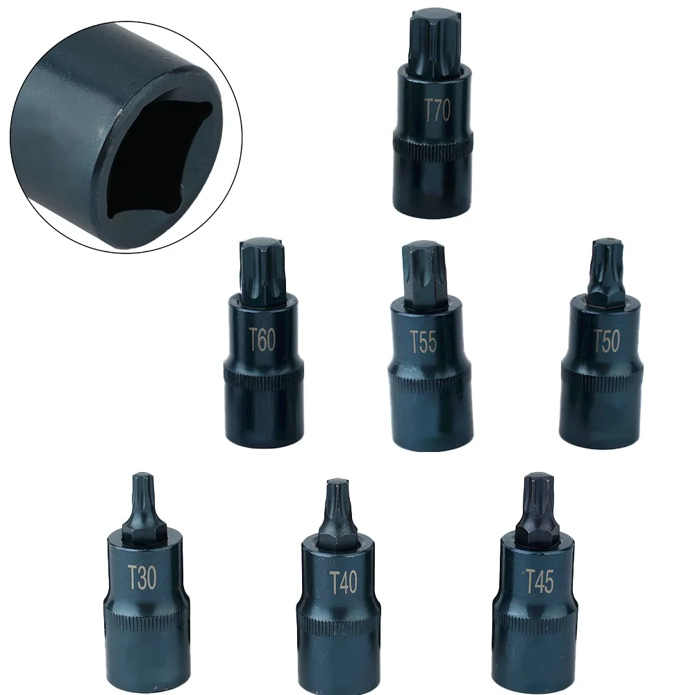 Torx Screwdriver Bit 1/2 Inch Socket Bits Adapter T30/T40/T45/T50 T55 T60 T70 Torx Socket Adapter For Ratchet Wrenches Hand Tool