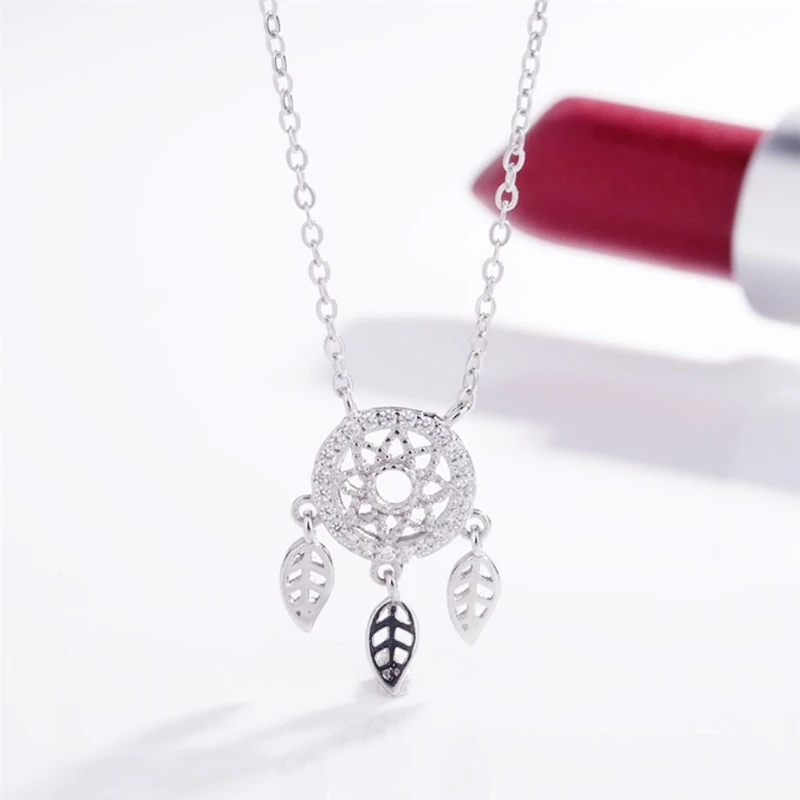 WYEAIIR 925 Sterling Silver Art Creativity Fresh Dream Catcher Leaves Fine Jewelry Luxury Female Necklace