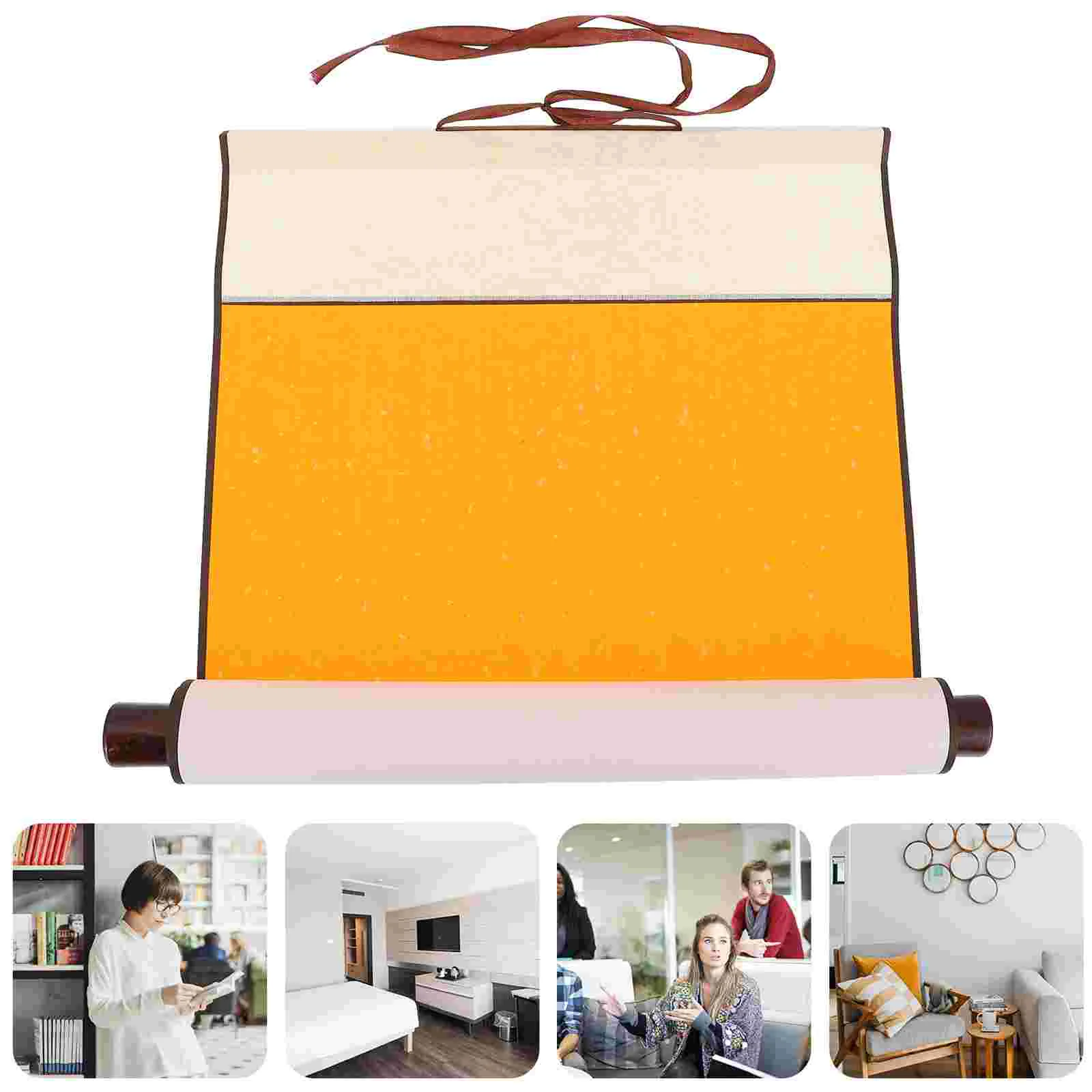 Scrapbook French Painting and Rice Paper Office Joke Scroll for Speech Extra Long Wooden Single Hanging Scrolls