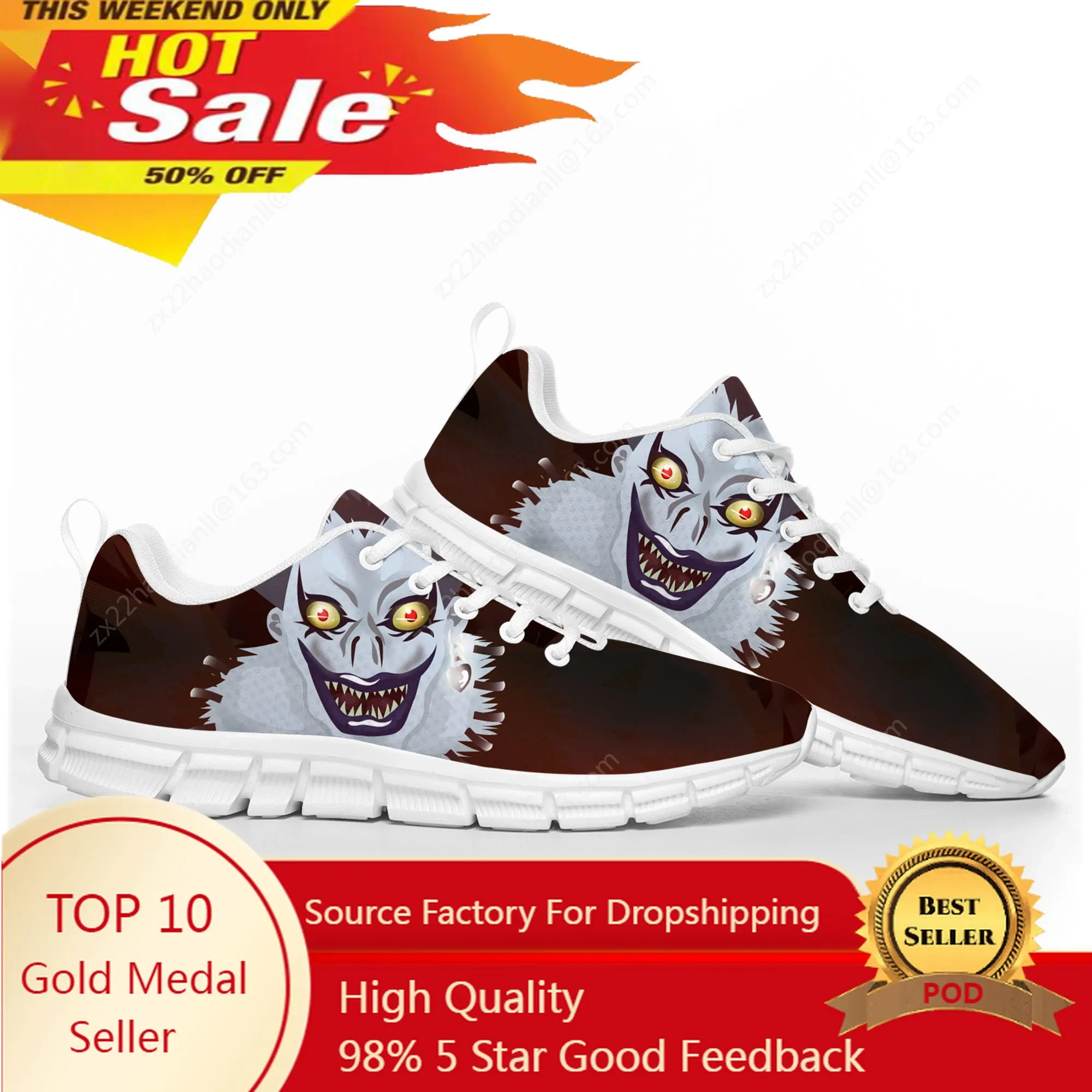 Anime Demon Ryuk Horror Halloween Death Note Sports Shoes Mens Womens Teenager Kids Children Sneakers Custom White Couple Shoe