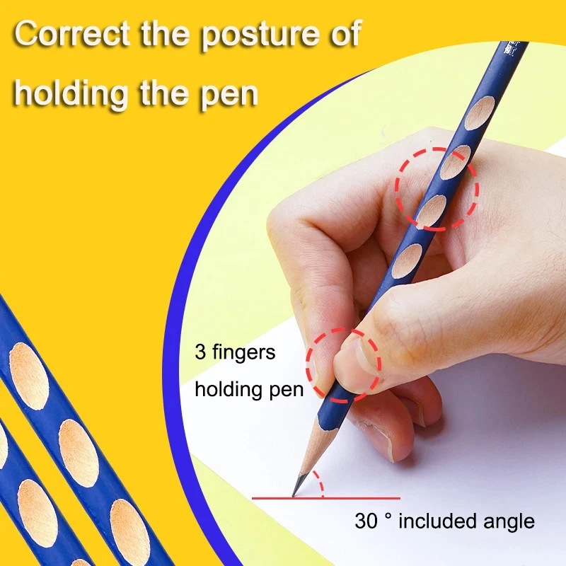 100Pcs HB Posture Correction Pencil Groove Triangle Wooden Pencil School Office Stationery Professional Exam Drawing Pen