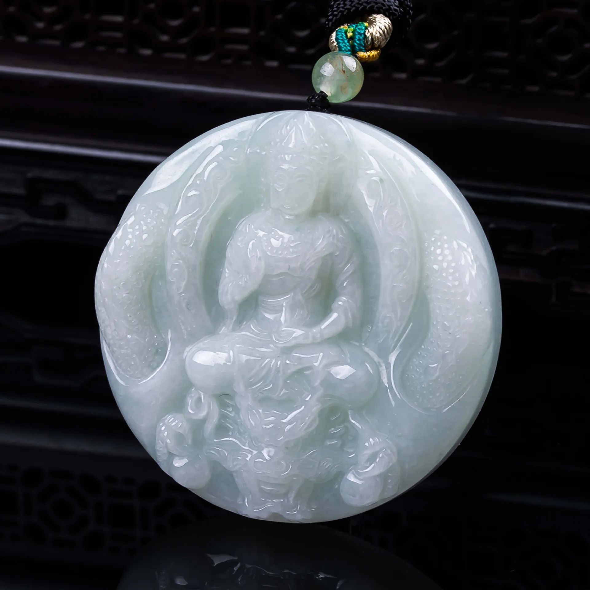 

Natural Burmese Jadeite Guanyin Pendant Necklace Fashion Jewelry Talismans Real Jade Charm Carved Amulet Gifts for Women