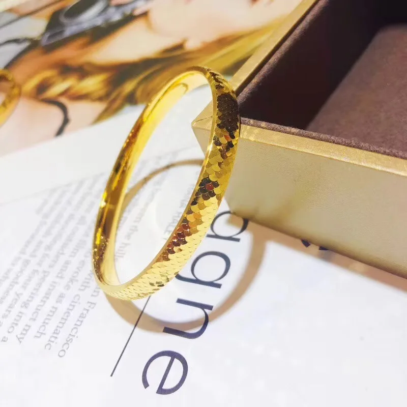 High-quality gold 9999 fish scale bracelet gold store same glossy bracelet 24K real gold honeycomb face jewelry