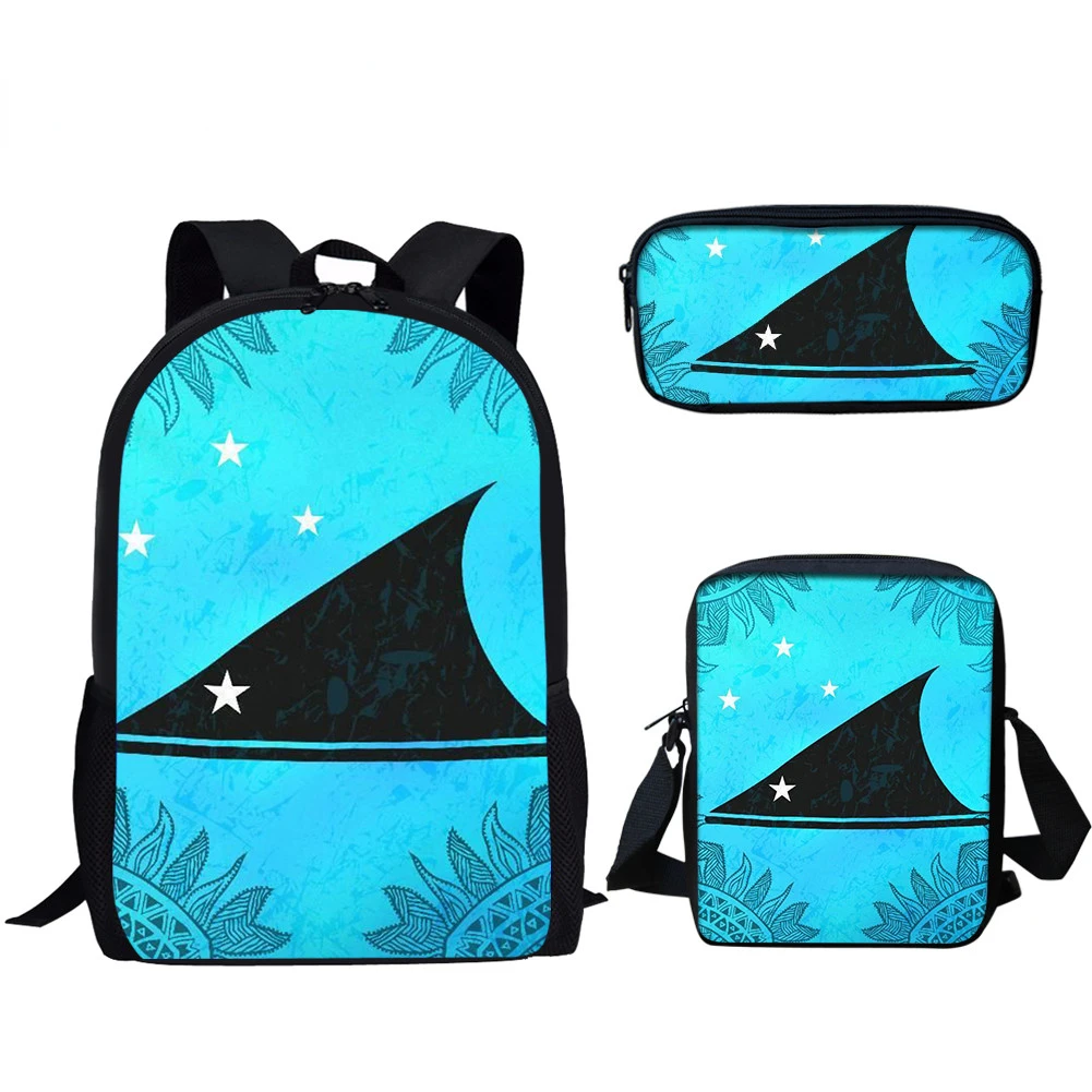 Classic Popular Blue Tribal 3D Print 3pcs/Set pupil School Bags Laptop Daypack Backpack Inclined shoulder bag Pencil Case