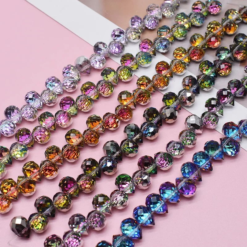 Perles de fraises en cristal à facettes de 8mm, nouvelle couleur, perles d'espacement amples pour la fabrication de bijoux, trou croisé, bricolage