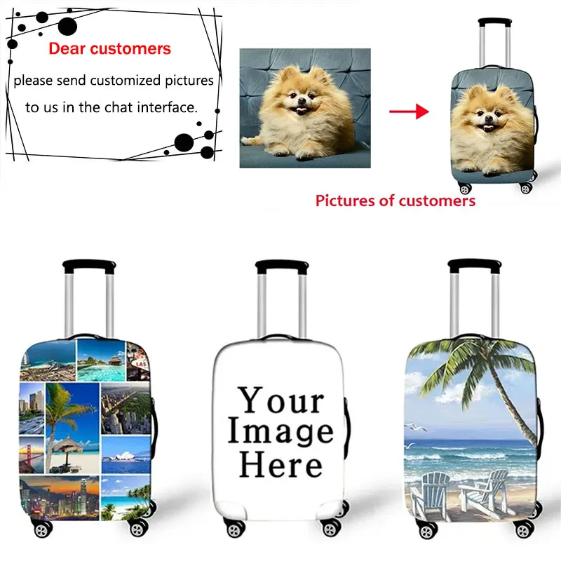 

Customize Your Name Logo Image Luggage Cover Travel Accessories 18-28 Inch Elastic Suitcase Protective Covers Anti-dust Cover