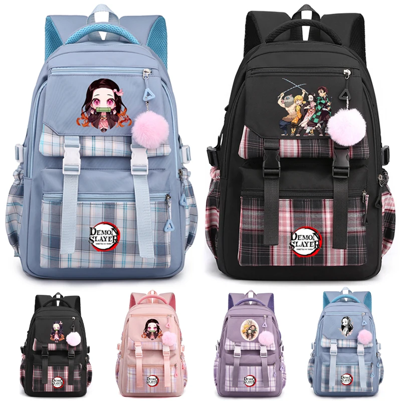 Anime Demon Slayer Backpack for Girl Boy Anime Printed Bookbag Women Bag Student Teenager Children Bookbag Schoolbag Rucksack