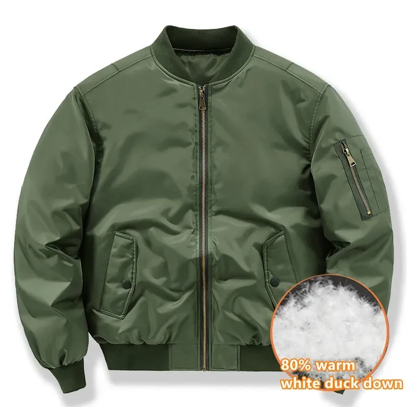 

Winter Down Jacket Men's Short Air Force MA1 Pilot Uniform Large Work Coat Baseball Suit Outdoor Combat Sport Hiking Clothes