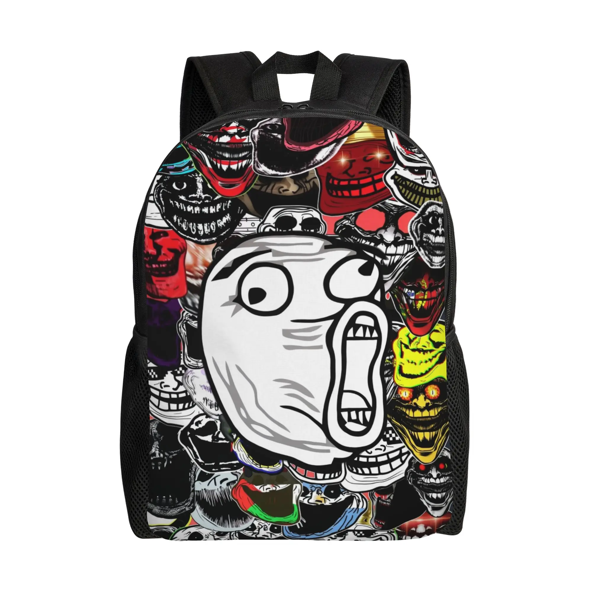 Trollface Rage Comic Meme Image Of A Character Backpack Male  Big Backpacks High School Bags Hiking High Quality Rucksack