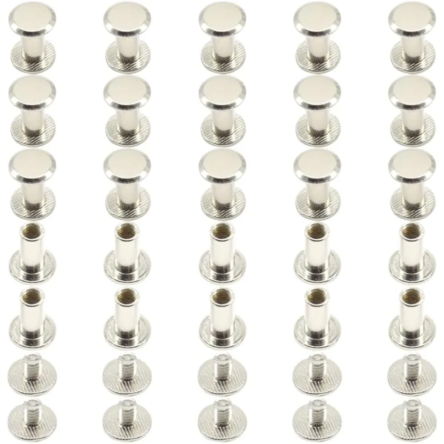 

100 шт. 50 комплектов винтов Chicago M5x12 мм, заклепки для переплета книг, винтовые стойки, круглые винты с плоской головкой для кожаных альбомов «сделай сам», DZBD M5x1