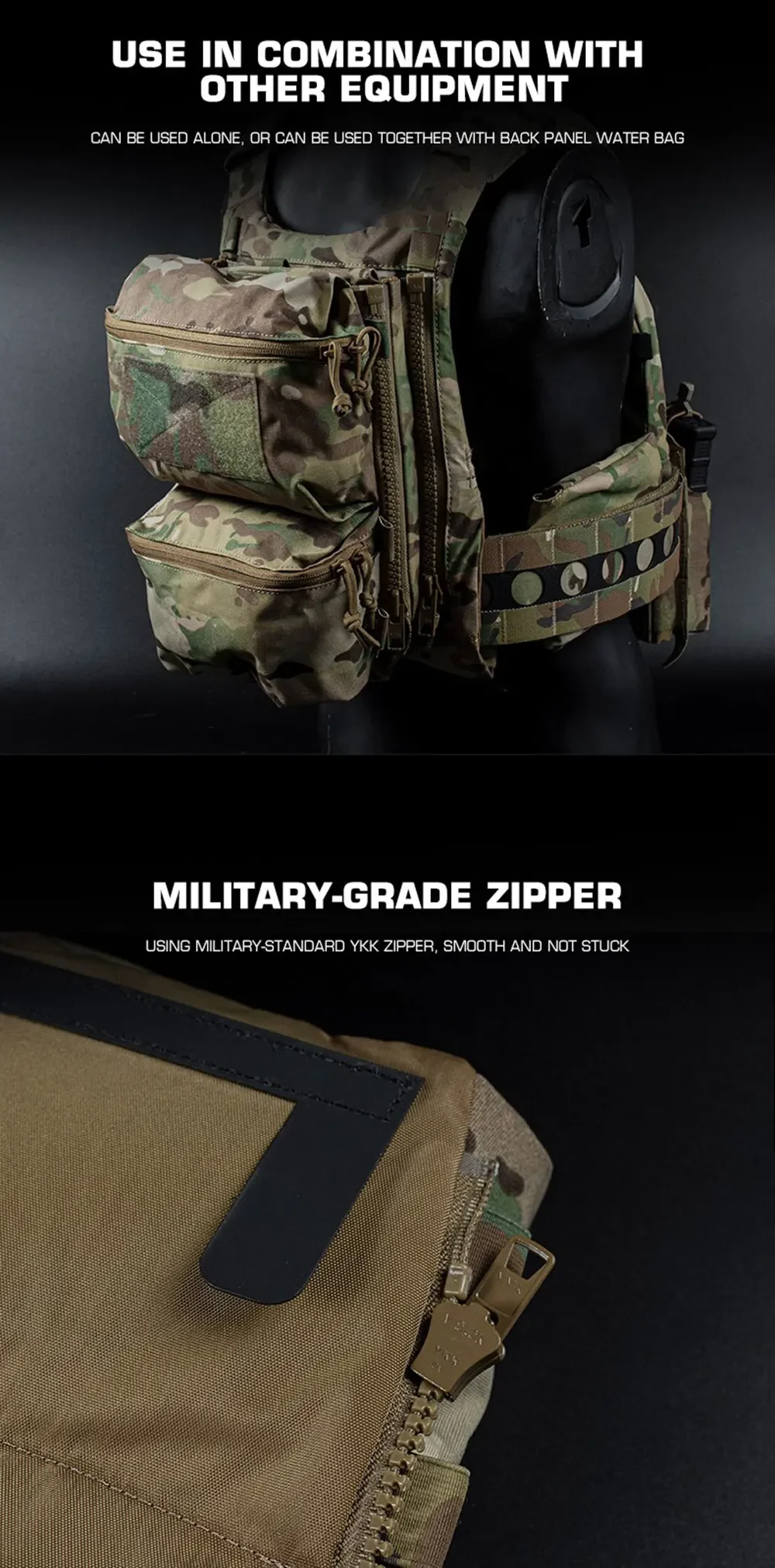 FCPC V5 Plattenträger Jagdweste Assault Back Panel Gear Wasserspeicher Allzweck Multi Fit Erweiterbare Tasche Airsoft-Ausrüstung – Detail 10