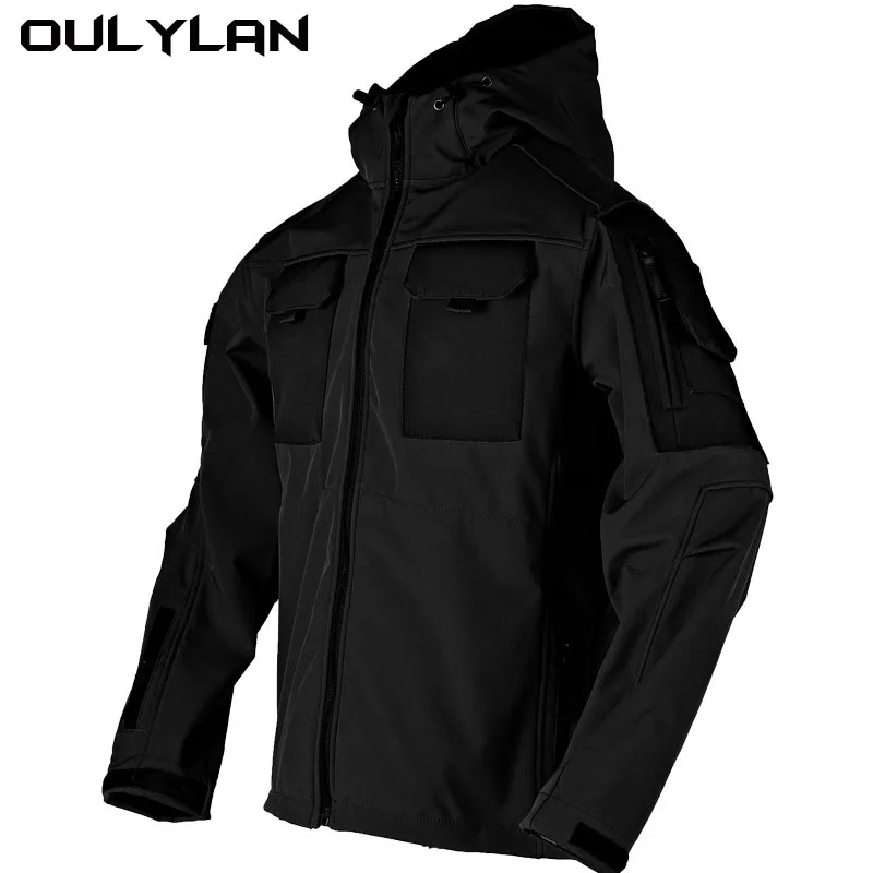 New Tactical Soft Shell Jacket for Men Waterproof Wear-resistant Jackets Outdoor Thickened Plush Windbreaker Camouflage