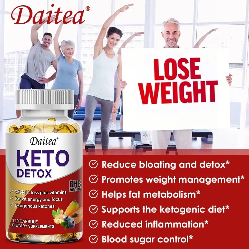 كبسولات Daitea الكيتون العضوية تدعم النظافة وإدارة الوزن والتركيز - غير وراثيًا و120 كبسولة #4