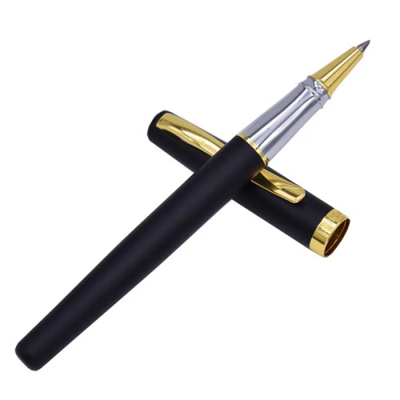 قلم كرات دوارة من الفولاذ A+ Duke 209 باللون الأسود غير اللامع مع قلم مكتب للكتابة بمشبك ذهبي