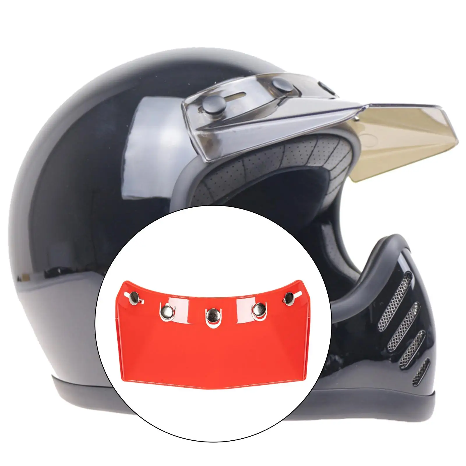 خوذة قناع الذروة 5-Snap مفتوحة الوجه خمر حامي استبدال الملحقات