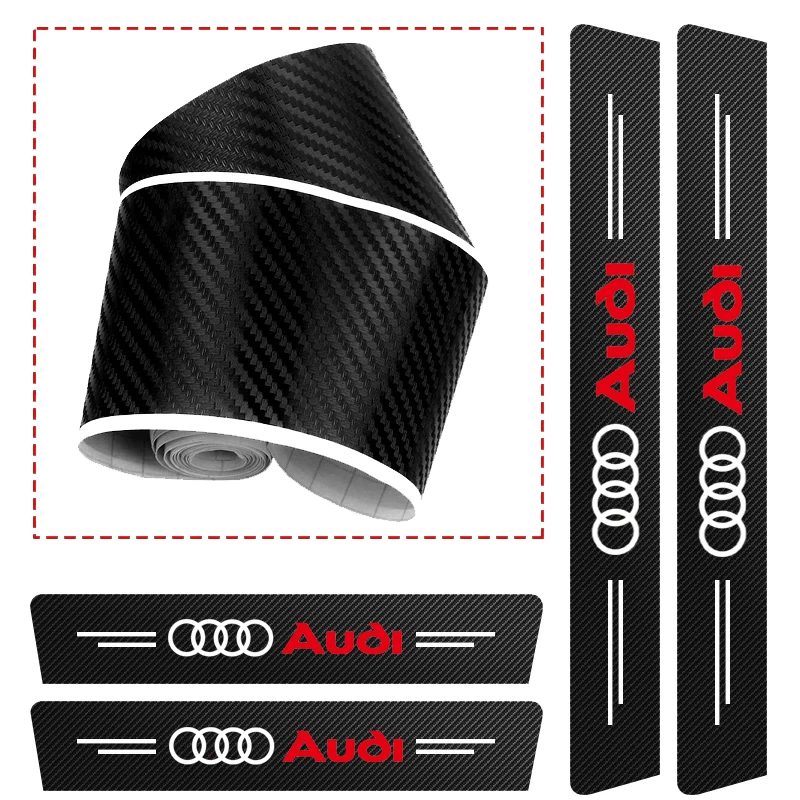 High-quality Carbon Fiber Car Door Sill Protector Sticker For Audi A1 A2 A3 A4 A5 A6 A7 A8 Q1 Q2 Q3 Q4 Q5 Q6 Q7 Q8 TT RS3 S5 RS7