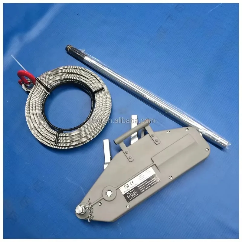 Manual lifting equipment 5.4 tons steel and aluminum rope winch traction hoist