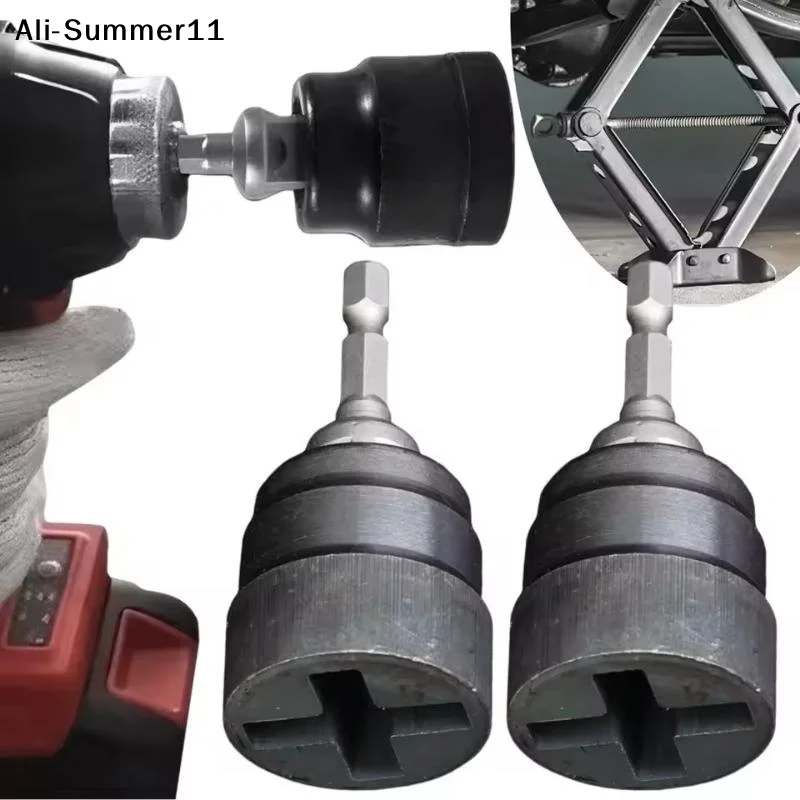 【A6L】 Scherenwagenheber-Adapter aus Chrom-Vanadium-Stahl für elektrische Schlagbohrmaschinen, Ratschenschlüssel, Wagenheber-Zubehör