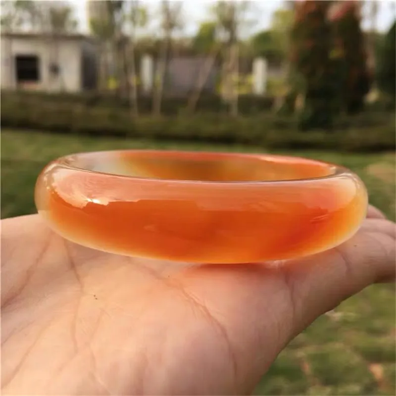 

High Quality Natural Handcarved Red Agate Bicolor Bracelets Women Jade Jewelry Bangles