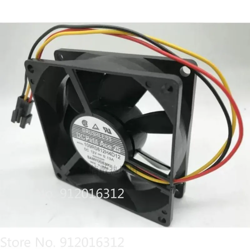 Original New Fan for Sanyo 8025 109R0812H4D12 DC12V 0.13A 3-wire Cooling Fan 8cm 80 * 80 * 25MM
