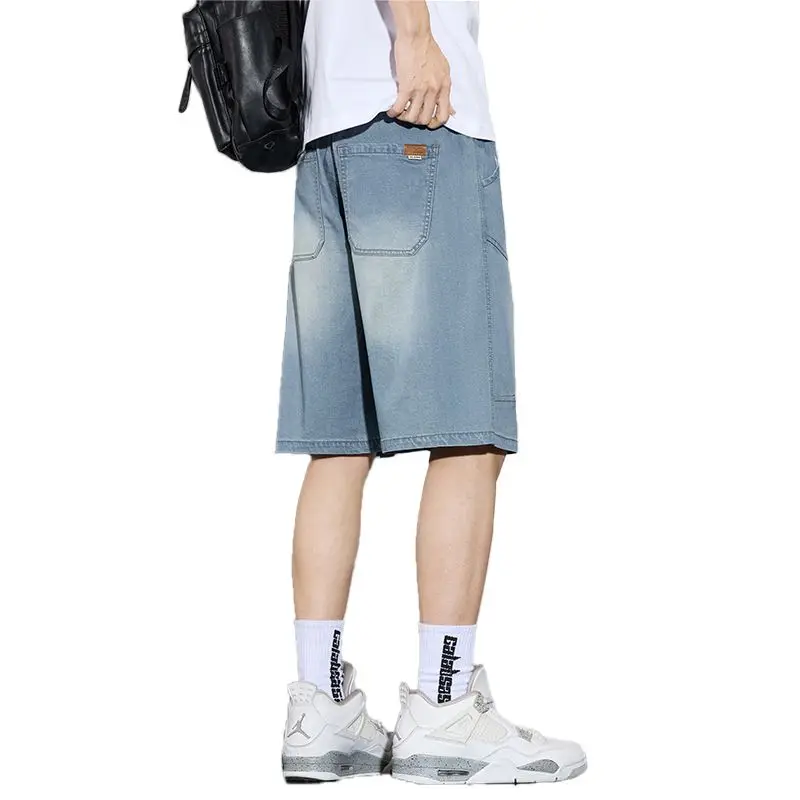 الصيف Y2K السراويل الفضفاضة للرجال 2025 جديد ليوسيل رقيقة جدا جان السراويل خمر واسعة الساق برمودا الهيب هوب الشارع الشهير الدنيم السراويل #5