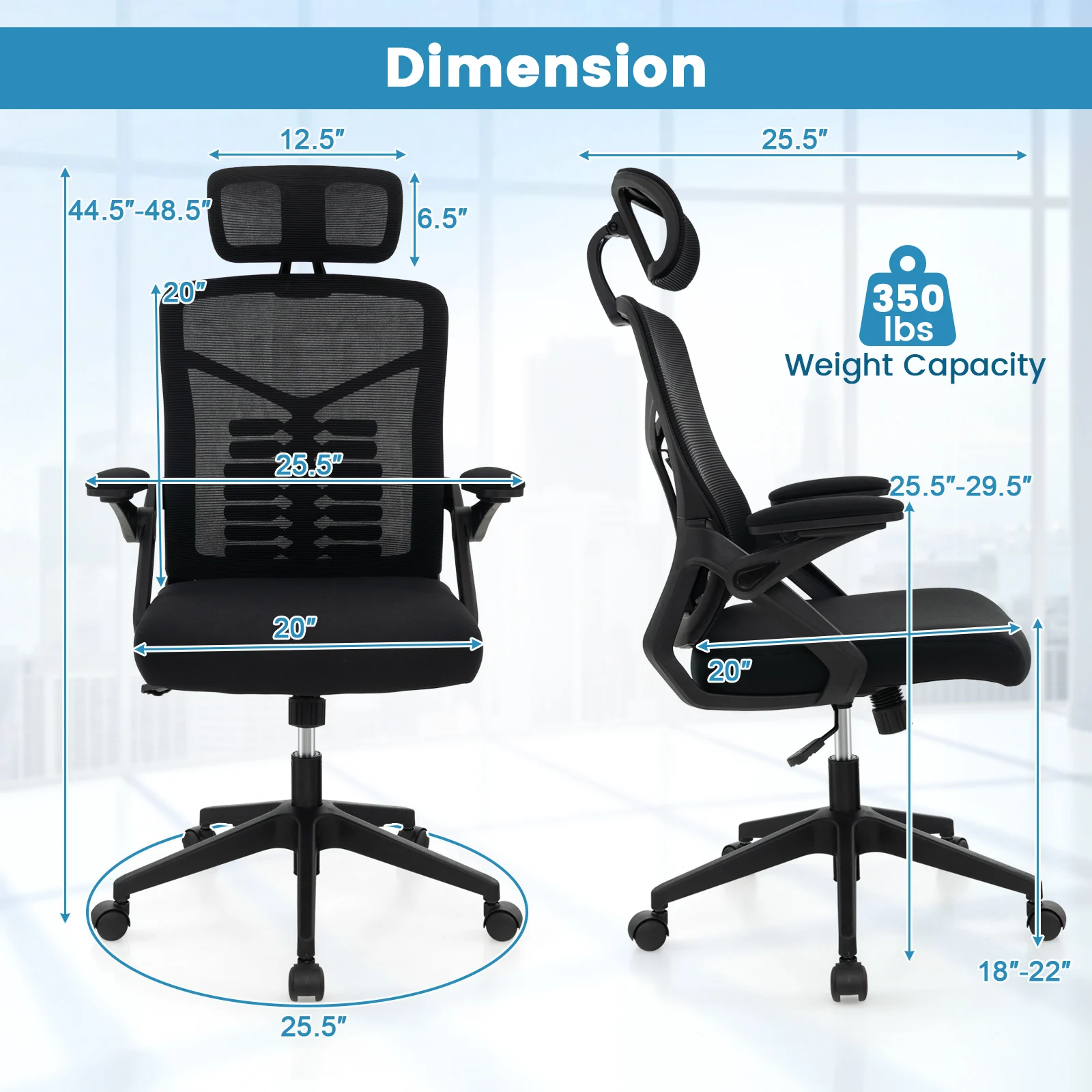 Ergonomic Mesh Office Chair w/ Lumbar Support & Rocking Function Headrest