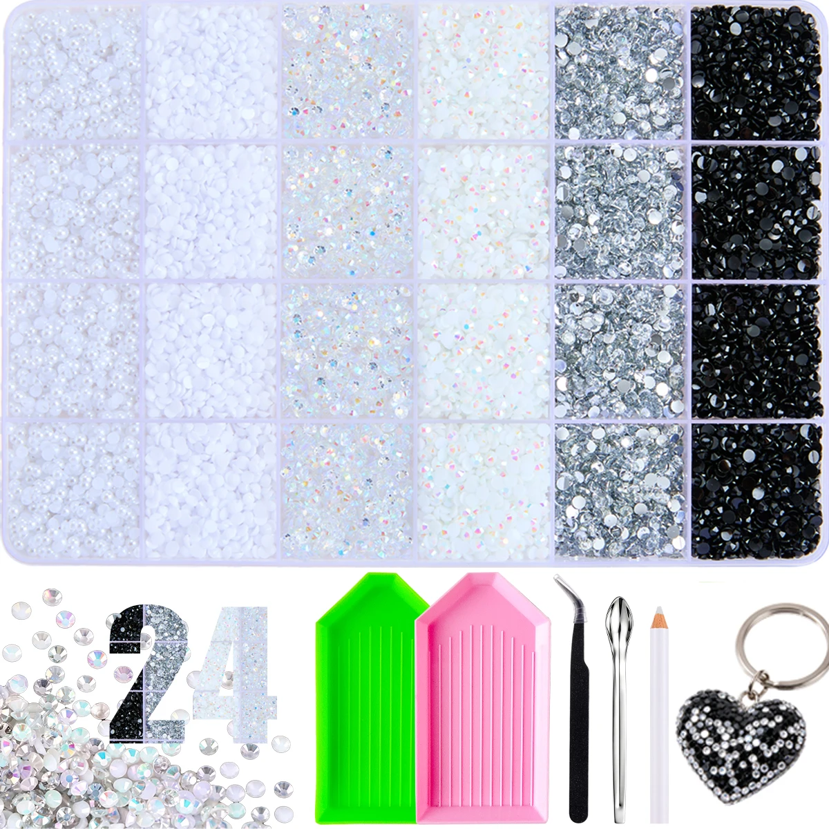 1Box Classic Semi-circular 3/4/5mm Resin Nail Rhinestones Black White Shiny Flatback Simulated Pearls Nail Art Rhinestones DIY