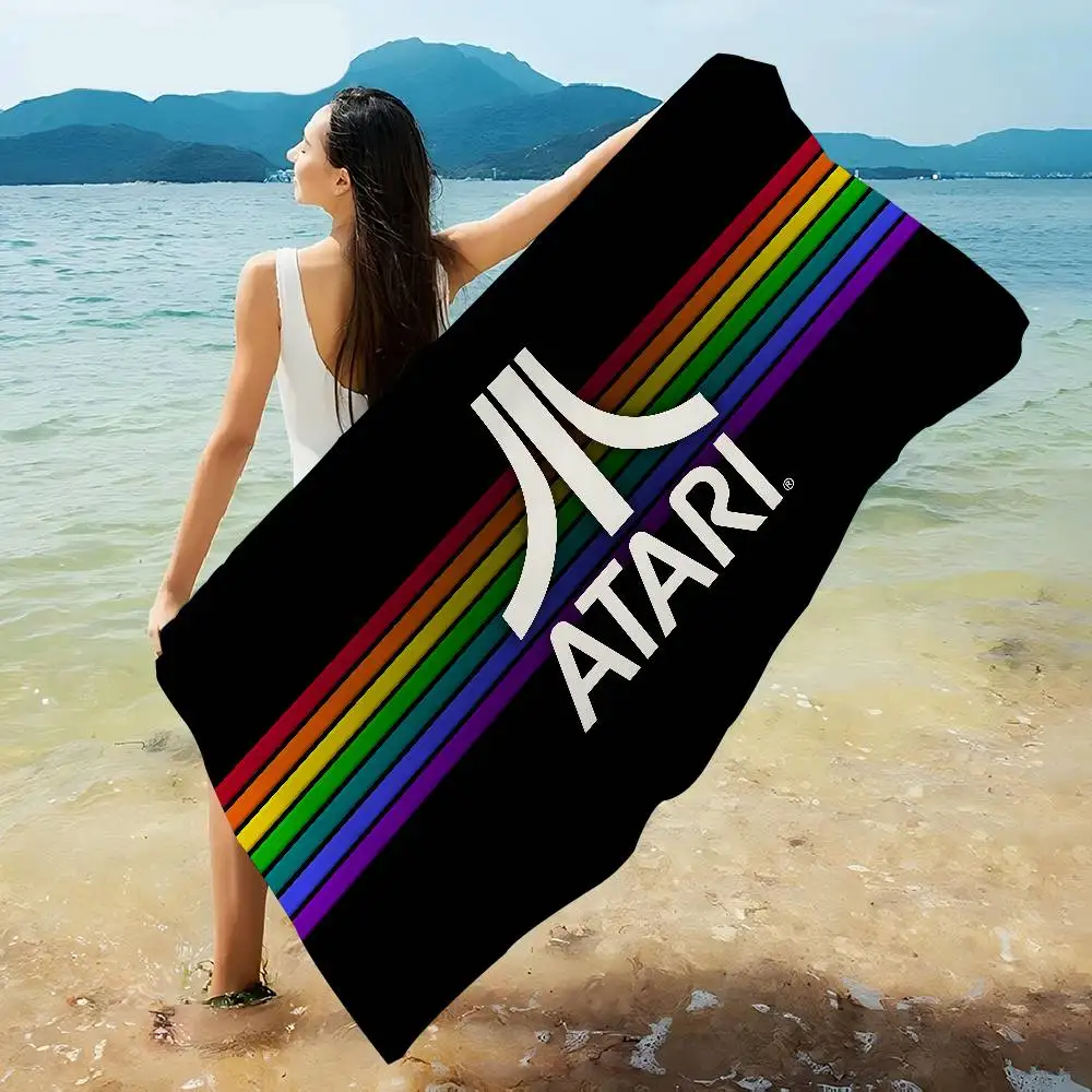 Toalla de playa con logotipo de A-Atari, toallas de baño coloridas para niña, microfibra de secado rápido, personalizadas, sin arena, para playa, yoga, spa, gimnasio, piscina