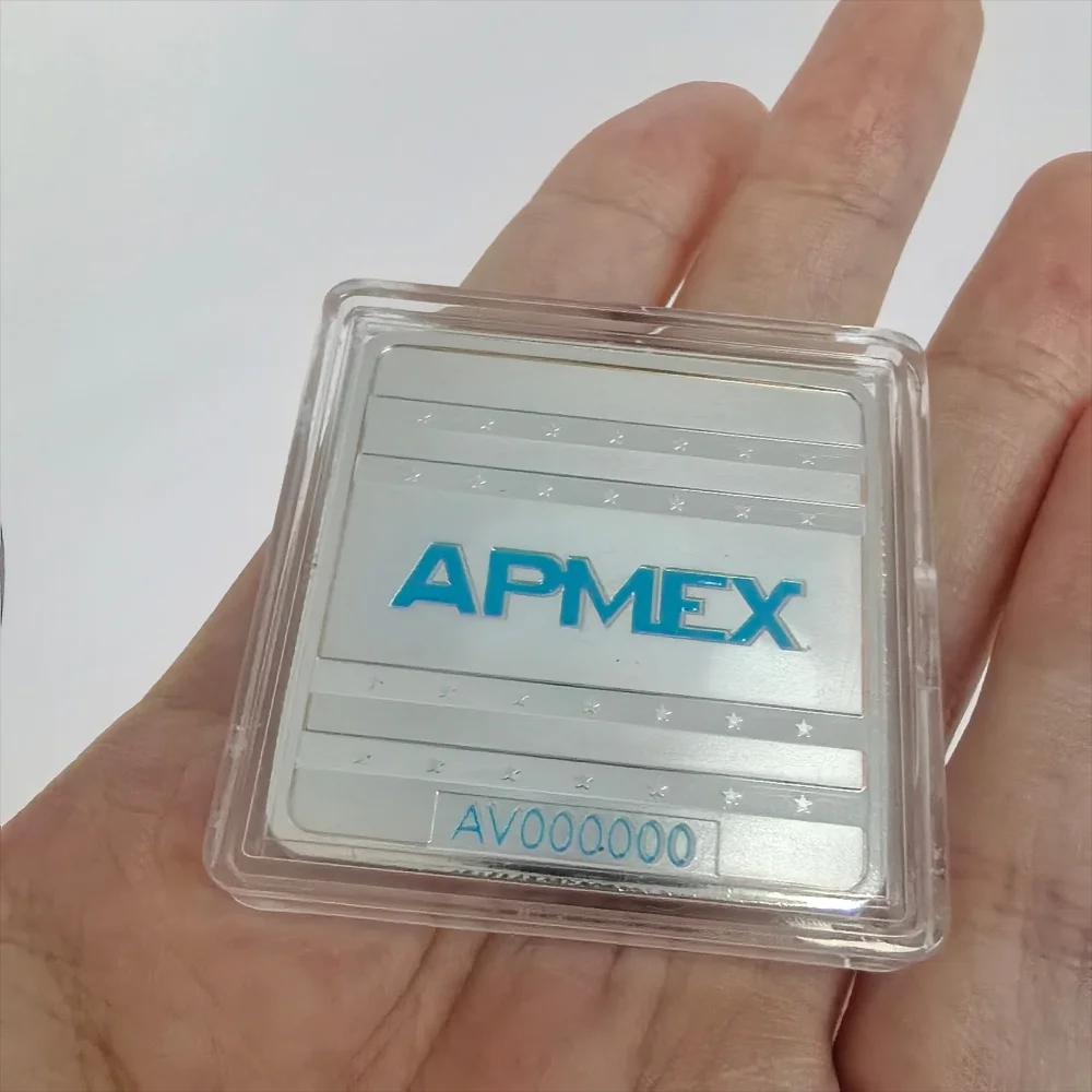 New 1/10pcs Apmex Silver Plated Square Bar Metal Commemorative Bar Copper-silver Collection Crafts Souvenir Home Decor Gifts