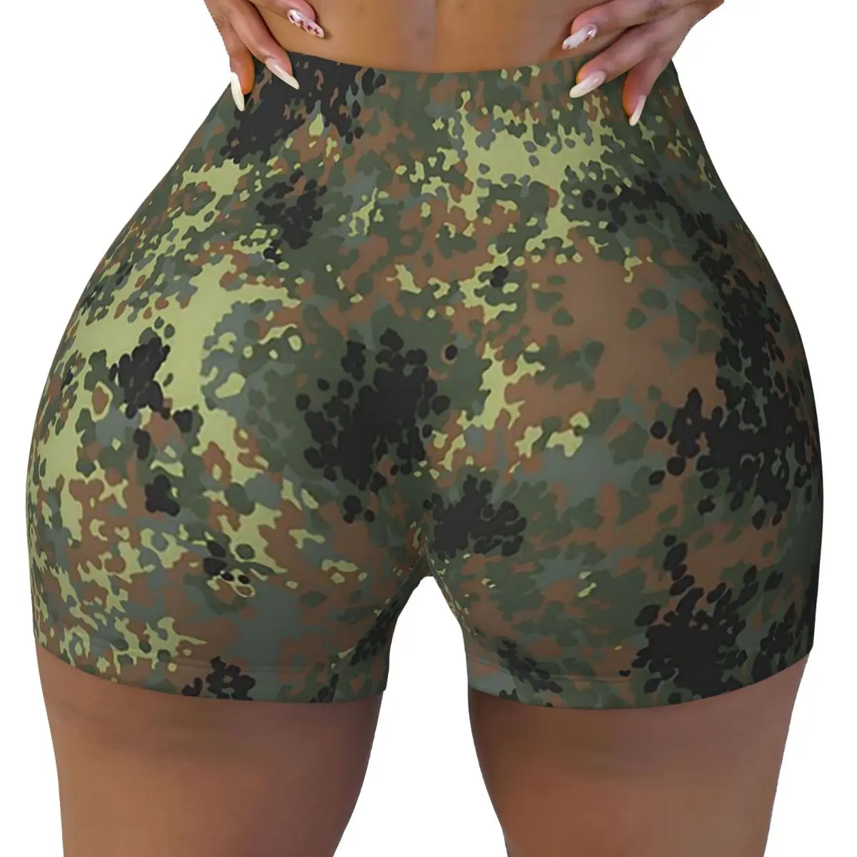 

Пользовательские Splintertarn, немецкие камуфляжные армейские военные камуфляжные шорты для йоги, женские шорты для тренировок в тренажерном зале, спортивные шорты для волейбола