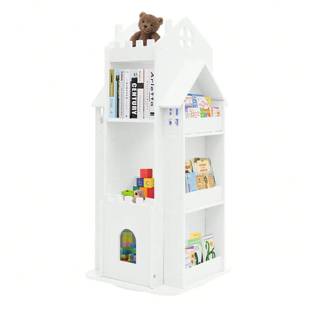 

Bookshelf Childrens Bookcase 360 Revolving Floor Standing Shelves Rotating Bookshelf Kids Castle Bookshelves Tower Spinning