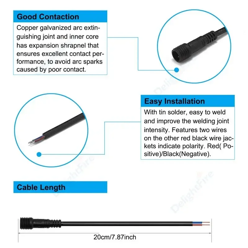 Cable conector LED impermeable IP65, tira de LED macho y hembra, Cable eléctrico para proyecto de iluminación exterior, 2 pines, 3 pines, 4 pines