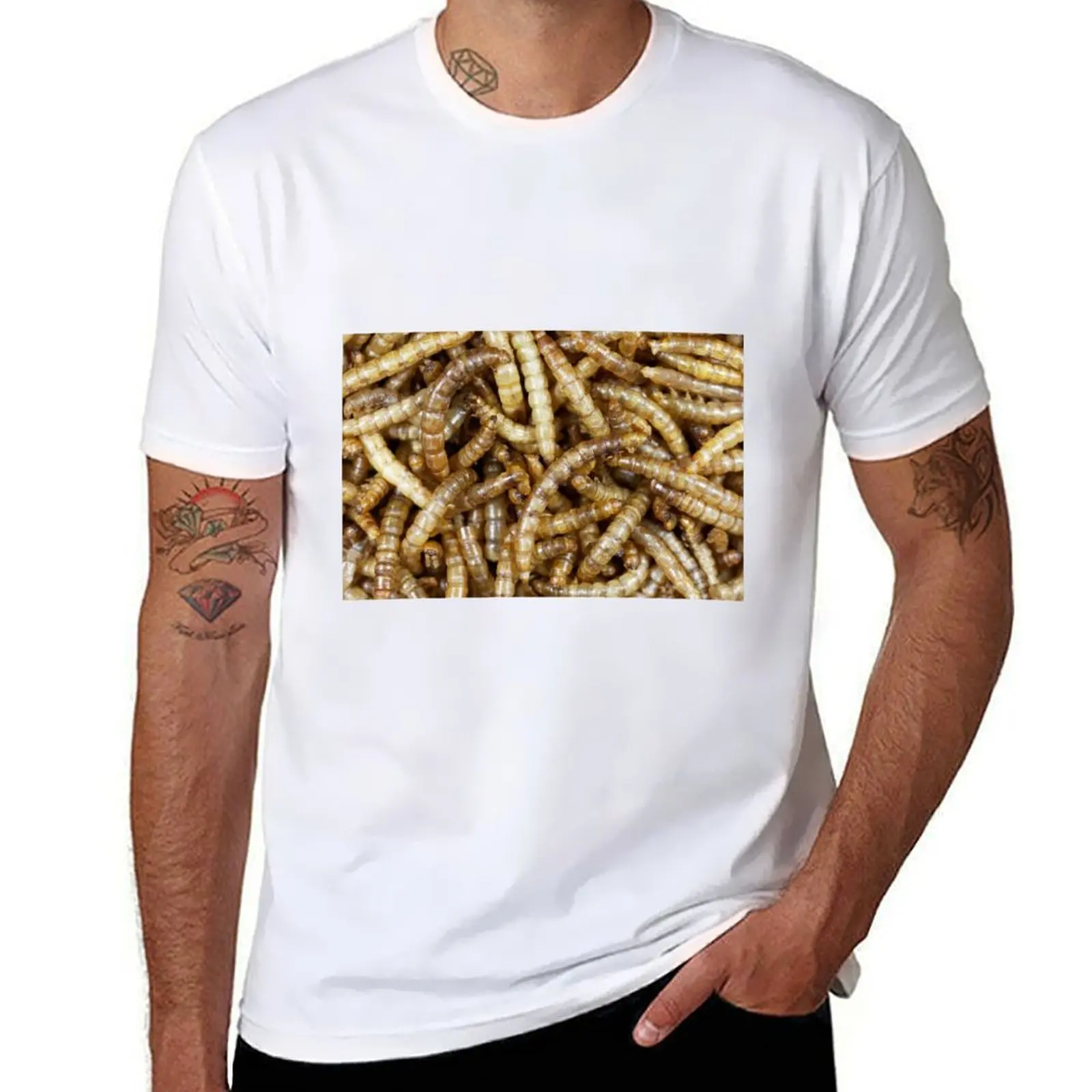 Camiseta de gusanos de harina secos (Tenebrio molitor), Camiseta de algodón para hombre, camiseta 100%