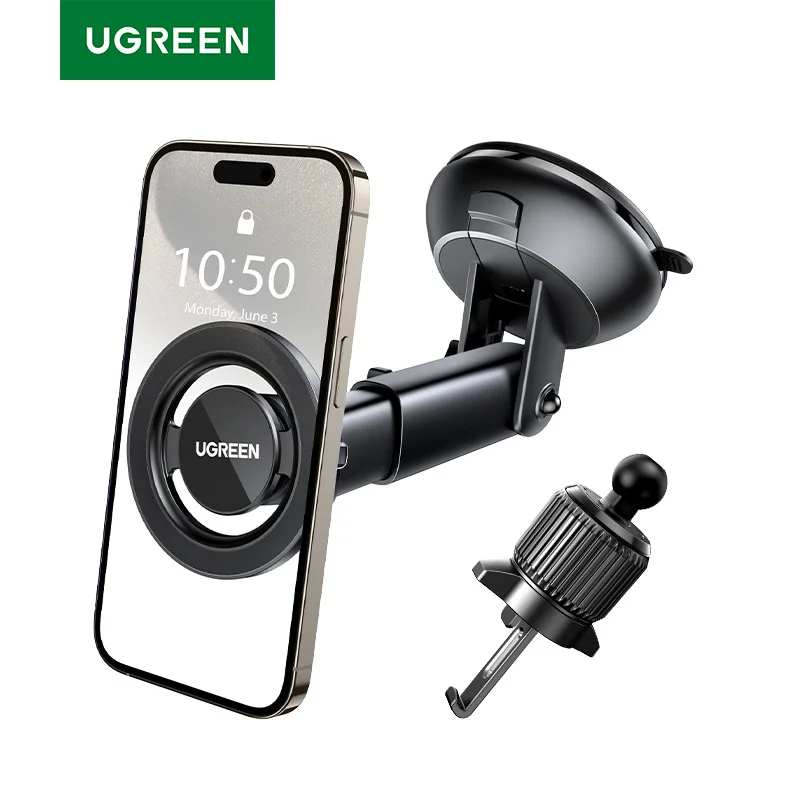 

UGREEN Magnetic Car Phone Holder Dashboard Windshield Air Vent 3 in 1 Magsafe Car Phone Stand For iPhone 16 15 14 Pro Samsung Xi