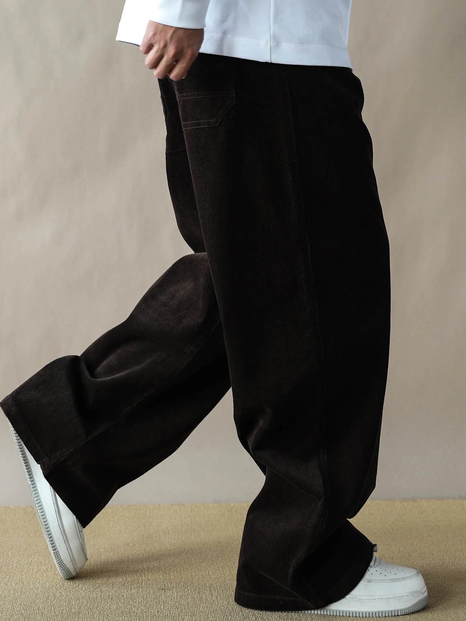 

Мужские повседневные свободные брюки прямого кроя из вельвета кофейного цвета в американском стиле, новинка 2025 года, модные, простой дизайн, хлопковые брюки