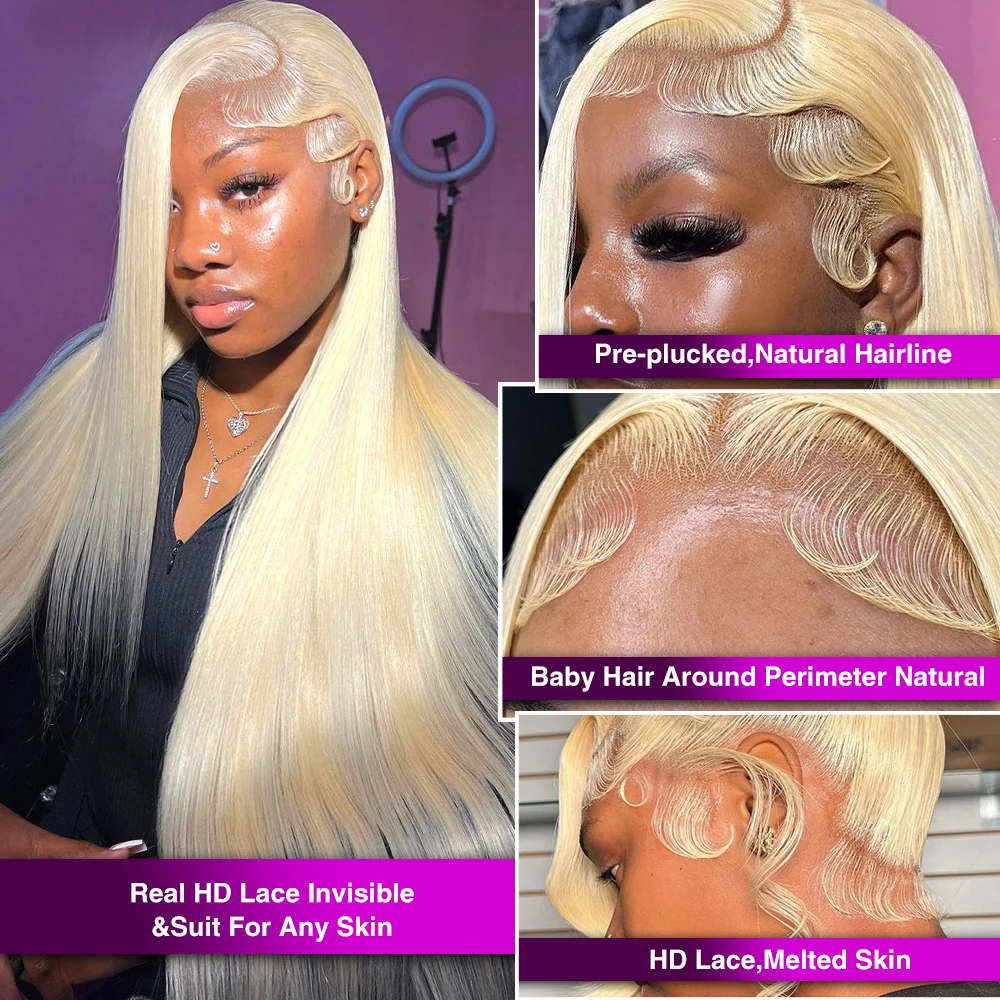 13x6 Straight Lace Front Wigs Human Hair 30 Inch 180 Density Pre Plucked Transparent Lace Brazilian Wig 613 Hd Lace Frontal Wig