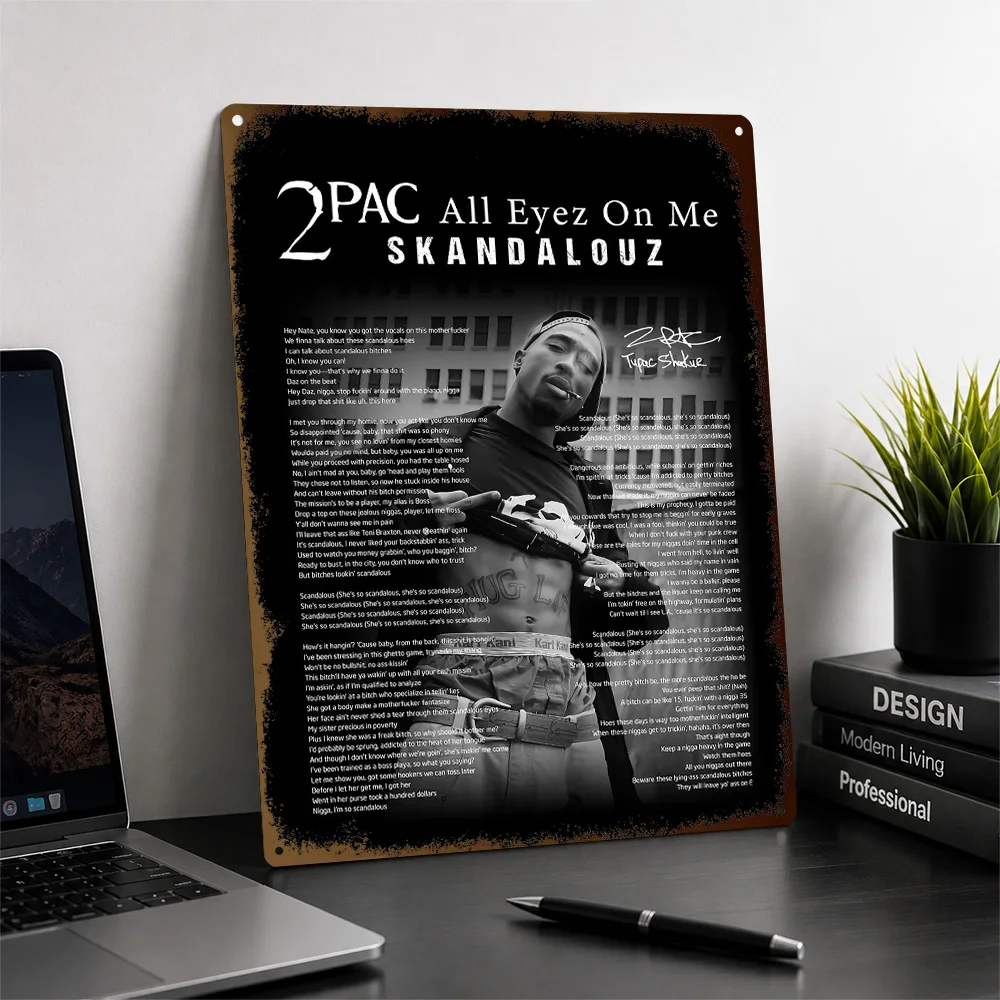 2Pac All Eyez On Me Skandalouz Aluminum Poster Customized Metal Sign Vivid Rap Culture Portrait Wall Art Made For Music Lovers
