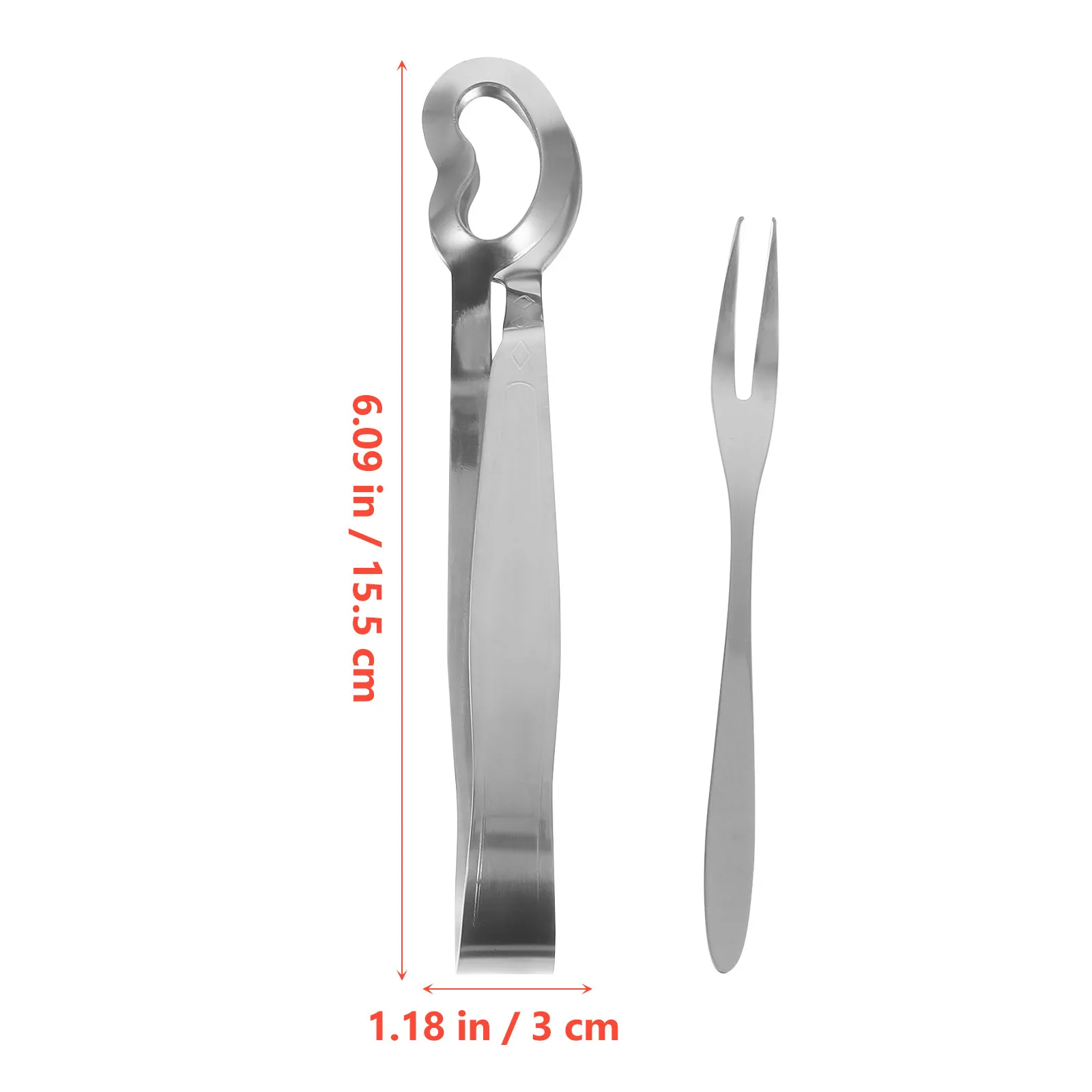 1Set Snail Tong and Fork Set Stainless Steel Escargot Serving Tools Anti-Scald Shellfish Tongs Elegant Design for Home Tableware