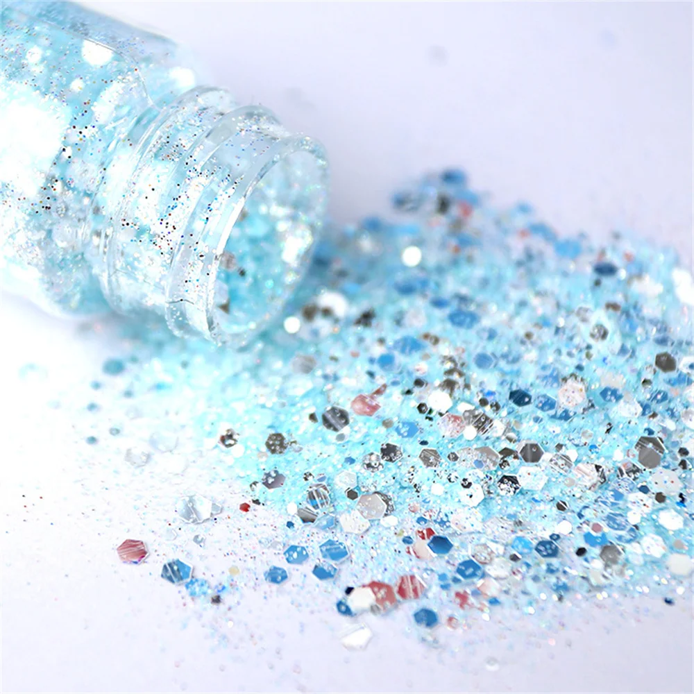 20g/Bottle Chunky Iridescent Opal Glitter Nail Sequins 12 Colors Holographic Mermaid Glitter Shiny Irregular Spangle Paillette #