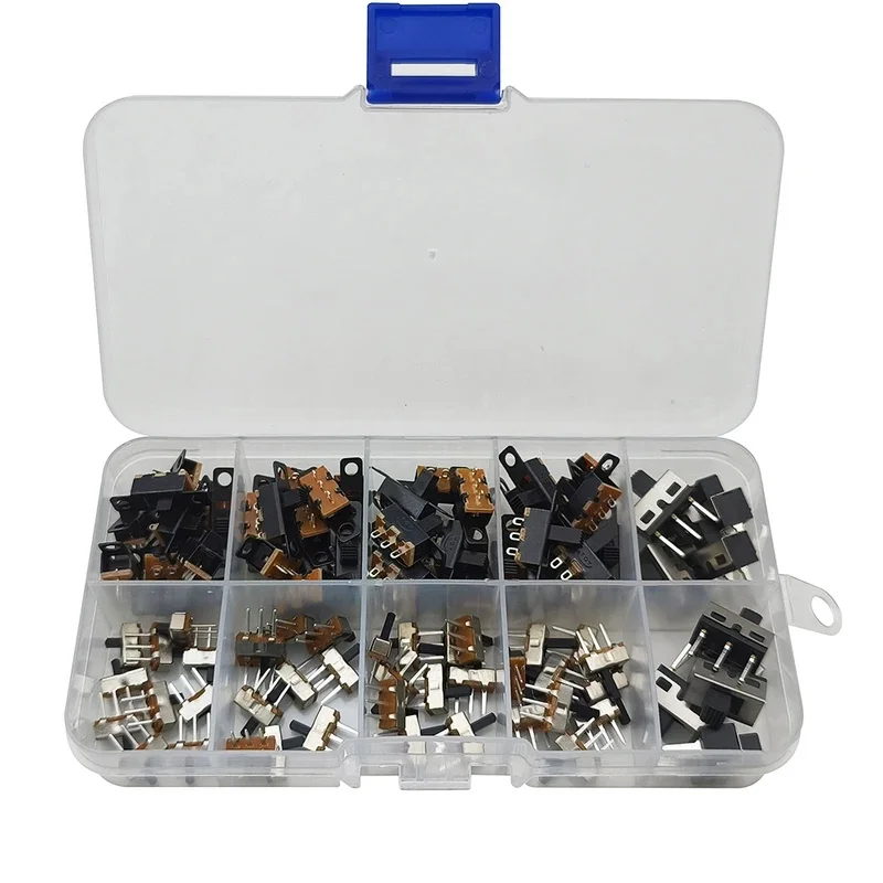 90Pcs/Box SS12D00 SS12F15 SS12D10 SPDT Slide Switch 1P2T 2 Position Toggle Switch Handle Length:3MM 4MM 5MM 6MM